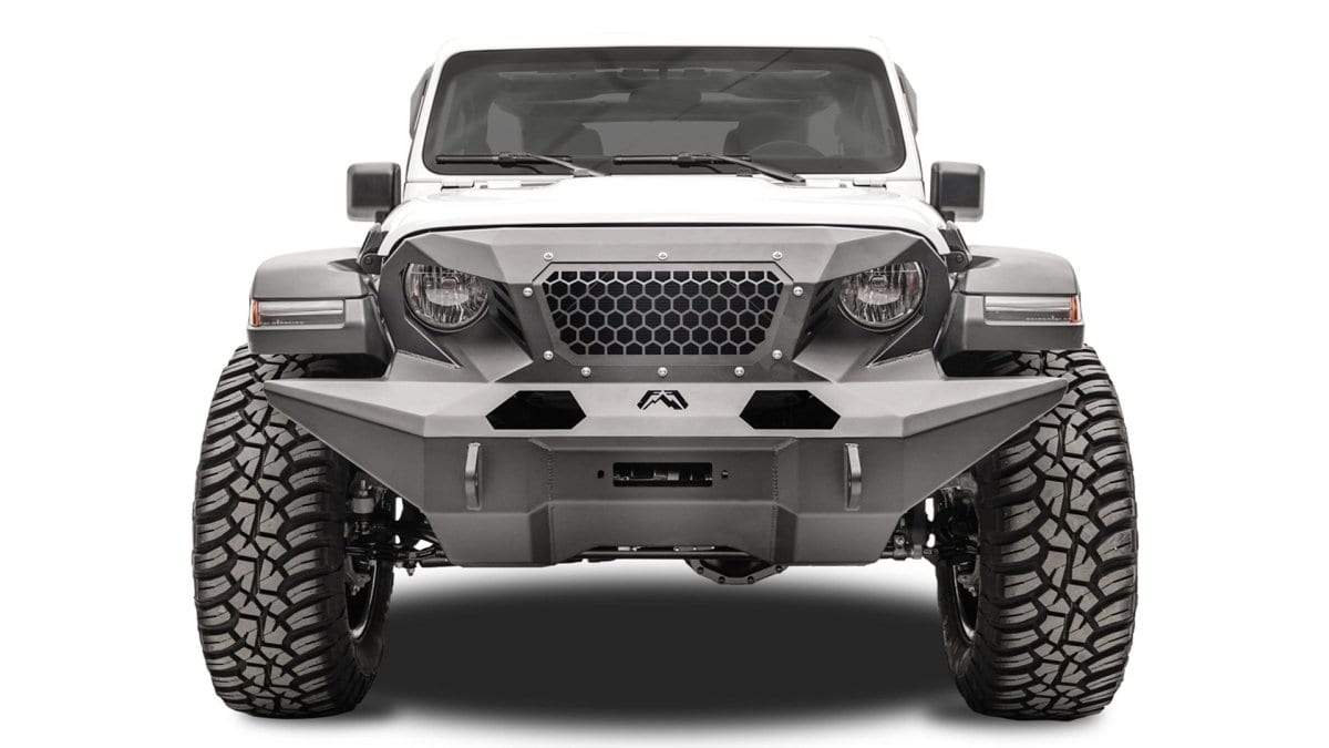 Fab Fours GR4610 - 1 Jeep Wrangler JL 2018 - 2024 Grumper Full - Width Front Bumper - Rugged Truck Gear