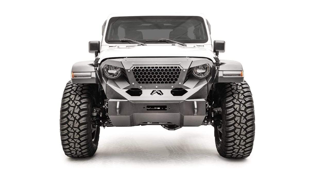 Fab Fours GR4650 - 1 Jeep Wrangler JL 2018 - 2024 Grumper Stubby Front Bumper - Rugged Truck Gear