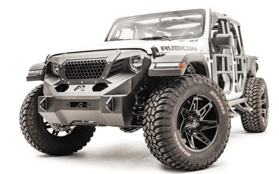 Fab Fours GR4650 - 1 Jeep Wrangler JL 2018 - 2024 Grumper Stubby Front Bumper - Rugged Truck Gear