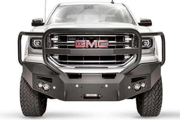 Fab Fours GS14 - F3150 - 1 GMC Sierra 1500 2014 - 2015 Premium Front Bumper Sensor Winch Ready Full Guard - Rugged Truck Gear