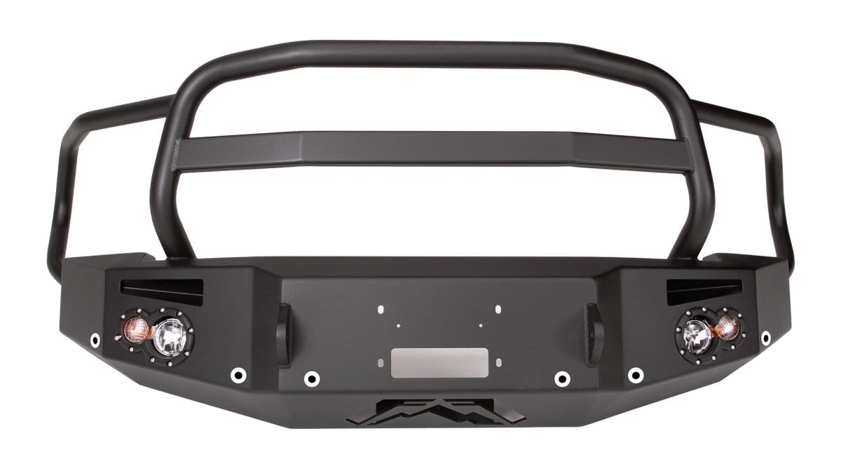 Fab Fours GS14 - F3150 - 1 GMC Sierra 1500 2014 - 2015 Premium Front Bumper Sensor Winch Ready Full Guard - Rugged Truck Gear
