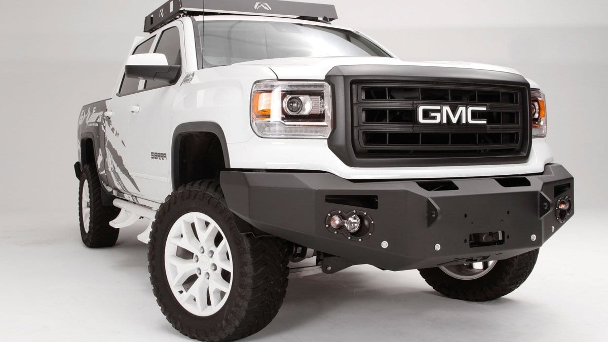 Fab Fours GS14 - F3151 - 1 GMC Sierra 1500 2014 - 2015 Premium Front Bumper Sensor Winch Ready No Guard - Rugged Truck Gear