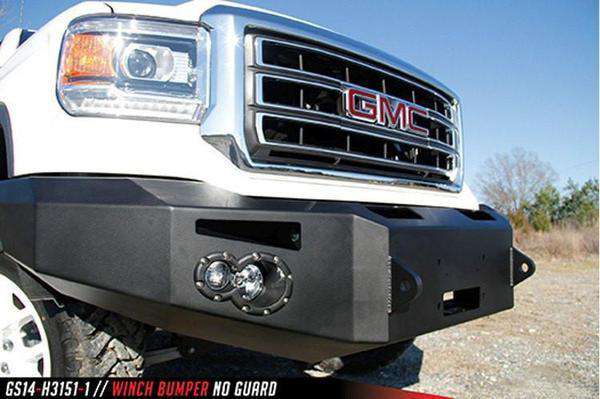 Fab Fours GS14 - F3151 - 1 GMC Sierra 1500 2014 - 2015 Premium Front Bumper Sensor Winch Ready No Guard - Rugged Truck Gear