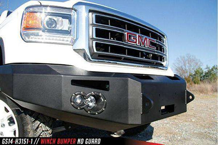 Fab Fours GS14 - F3151 - 1 GMC Sierra 1500 2014 - 2015 Premium Front Bumper Sensor Winch Ready No Guard - Rugged Truck Gear