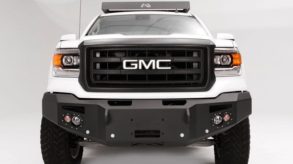 Fab Fours GS14 - F3151 - 1 GMC Sierra 1500 2014 - 2015 Premium Front Bumper Sensor Winch Ready No Guard - Rugged Truck Gear