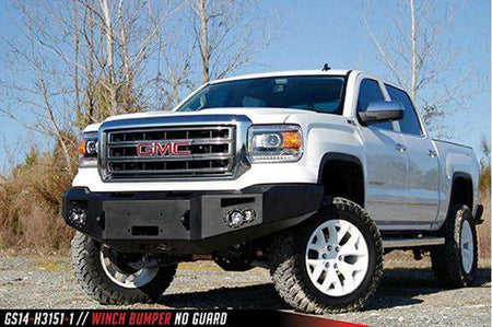 Fab Fours GS14 - F3151 - 1 GMC Sierra 1500 2014 - 2015 Premium Front Bumper Sensor Winch Ready No Guard - Rugged Truck Gear