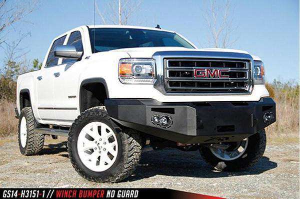 Fab Fours GS14-F3151-1 GMC Sierra 1500 2014-2015 Premium Front Bumper Sensor Winch Ready No Guard-BumperStock