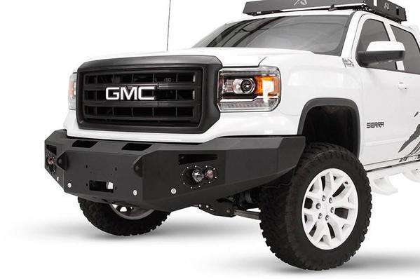 Fab Fours GS14-F3151-1 GMC Sierra 1500 2014-2015 Premium Front Bumper Sensor Winch Ready No Guard-BumperStock