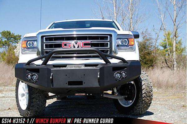 Fab Fours GS14 - F3152 - 1 GMC Sierra 1500 2014 - 2015 Premium Front Bumper Sensor Winch Ready Pre - Runner Guard - Rugged Truck Gear