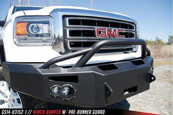 Fab Fours GS14 - F3152 - 1 GMC Sierra 1500 2014 - 2015 Premium Front Bumper Sensor Winch Ready Pre - Runner Guard - Rugged Truck Gear