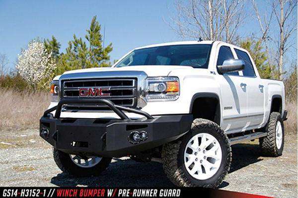 Fab Fours GS14-F3152-1 GMC Sierra 1500 2014-2015 Premium Front Bumper Sensor Winch Ready Pre-Runner Guard-BumperStock