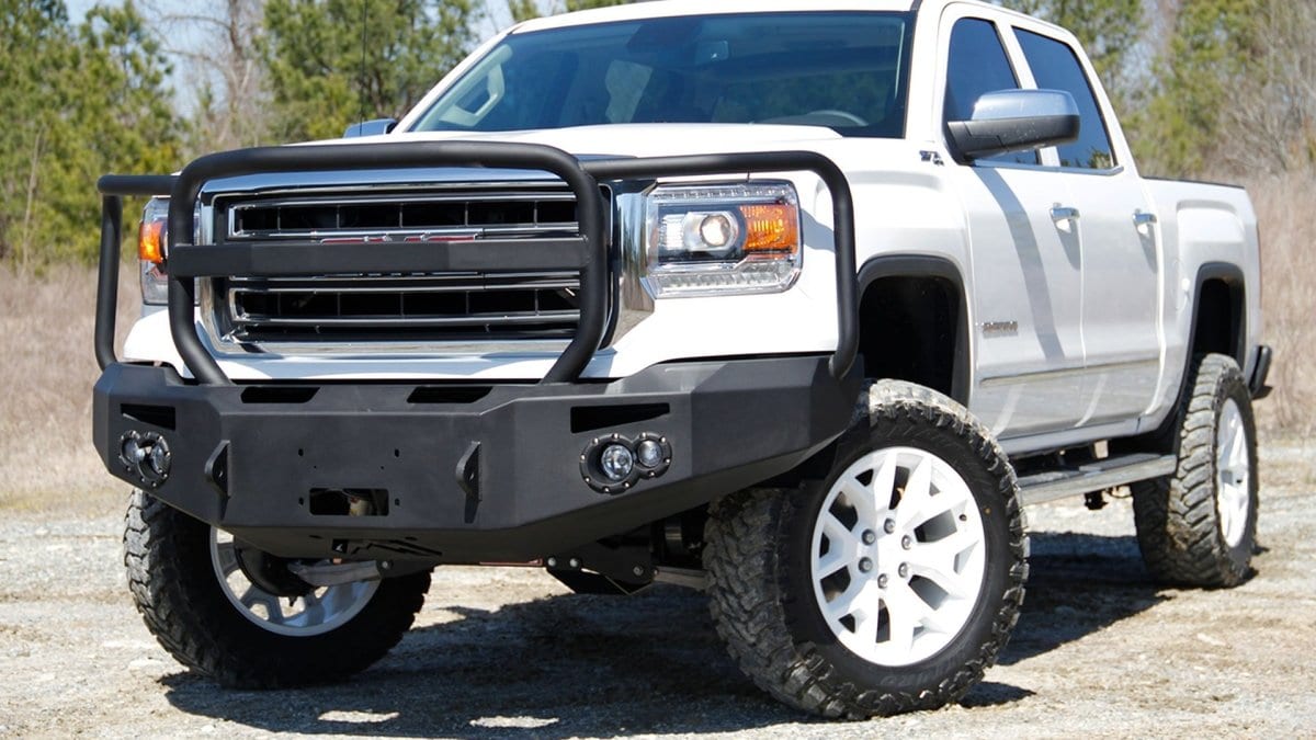 Fab Fours GS14 - H3150 - 1 GMC Sierra 1500 2014 - 2015 Premium Front Bumper Winch Ready Full Guard Non - Sensor - Rugged Truck Gear