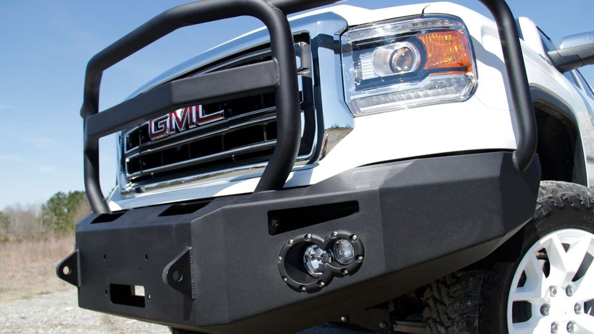 Fab Fours GS14 - H3150 - 1 GMC Sierra 1500 2014 - 2015 Premium Front Bumper Winch Ready Full Guard Non - Sensor - Rugged Truck Gear