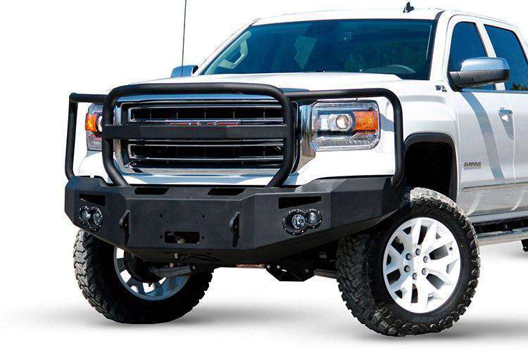 Fab Fours GS14 - H3150 - 1 GMC Sierra 1500 2014 - 2015 Premium Front Bumper Winch Ready Full Guard Non - Sensor - Rugged Truck Gear