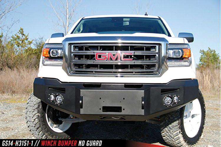 Fab Fours GS14-H3151-1 GMC Sierra 1500 2014-2015 Premium Front Bumper Winch Ready No Guard Non-Sensor-BumperStock