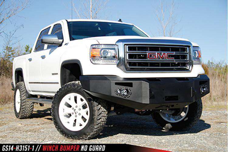 Fab Fours GS14-H3151-1 GMC Sierra 1500 2014-2015 Premium Front Bumper Winch Ready No Guard Non-Sensor-BumperStock