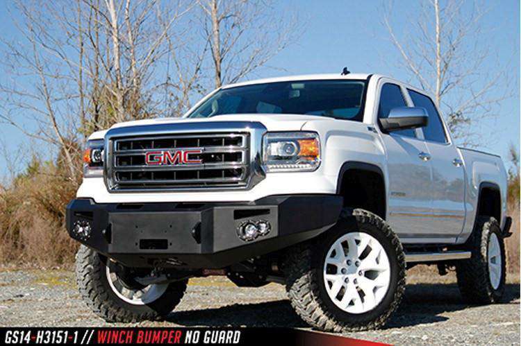 Fab Fours GS14 - H3151 - 1 GMC Sierra 1500 2014 - 2015 Premium Front Bumper Winch Ready No Guard Non - Sensor - Rugged Truck Gear