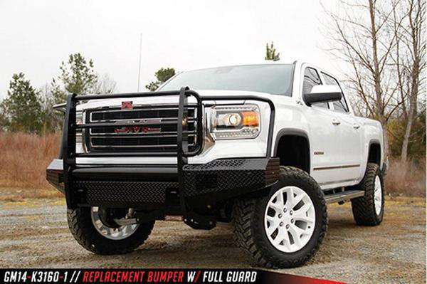 Fab Fours GS14 - K3160 - 1 GMC Sierra 1500 2014 - 2015 Black Steel Front Bumper Full Guard - Rugged Truck Gear