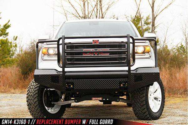 Fab Fours GS14 - K3160 - 1 GMC Sierra 1500 2014 - 2015 Black Steel Front Bumper Full Guard - Rugged Truck Gear