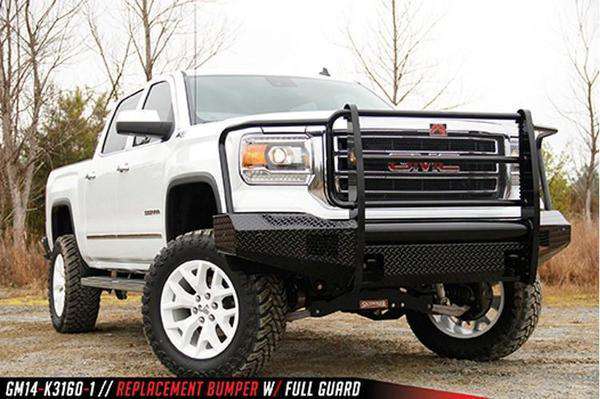 Fab Fours GS14 - K3160 - 1 GMC Sierra 1500 2014 - 2015 Black Steel Front Bumper Full Guard - Rugged Truck Gear