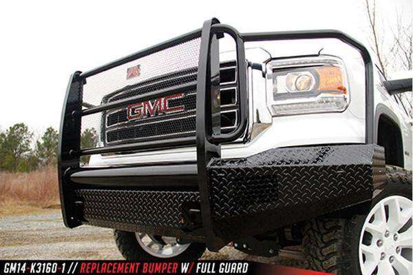Fab Fours GS14 - K3160 - 1 GMC Sierra 1500 2014 - 2015 Black Steel Front Bumper Full Guard - Rugged Truck Gear