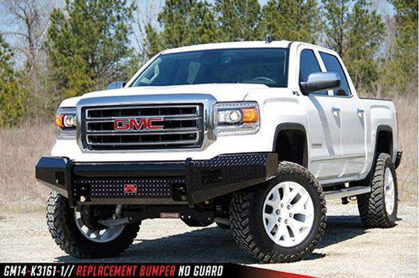 Fab Fours GS14-K3161-1 GMC Sierra 1500 2014-2015 Black Steel Front Bumper No Guard-BumperStock