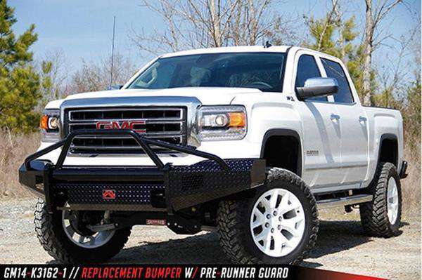 Fab Fours GS14 - K3162 - 1 GMC Sierra 1500 2014 - 2015 Black Steel Front Bumper Pre - Runner Guard - Rugged Truck Gear