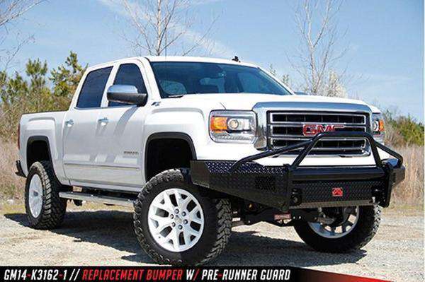 Fab Fours GS14 - K3162 - 1 GMC Sierra 1500 2014 - 2015 Black Steel Front Bumper Pre - Runner Guard - Rugged Truck Gear