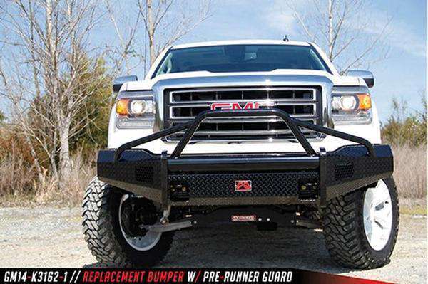 Fab Fours GS14 - K3162 - 1 GMC Sierra 1500 2014 - 2015 Black Steel Front Bumper Pre - Runner Guard - Rugged Truck Gear