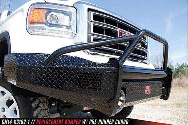 Fab Fours GS14-K3162-1 GMC Sierra 1500 2014-2015 Black Steel Front Bumper Pre-Runner Guard-BumperStock