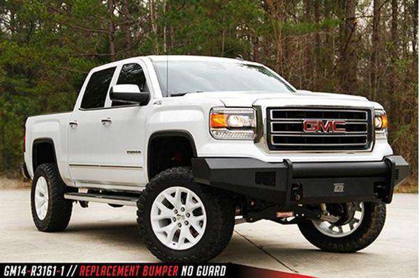 Fab Fours GS14 - R3161 - 1 GMC Sierra 1500 2014 - 2015 Black Steel Elite Front Bumper No Guard - Rugged Truck Gear