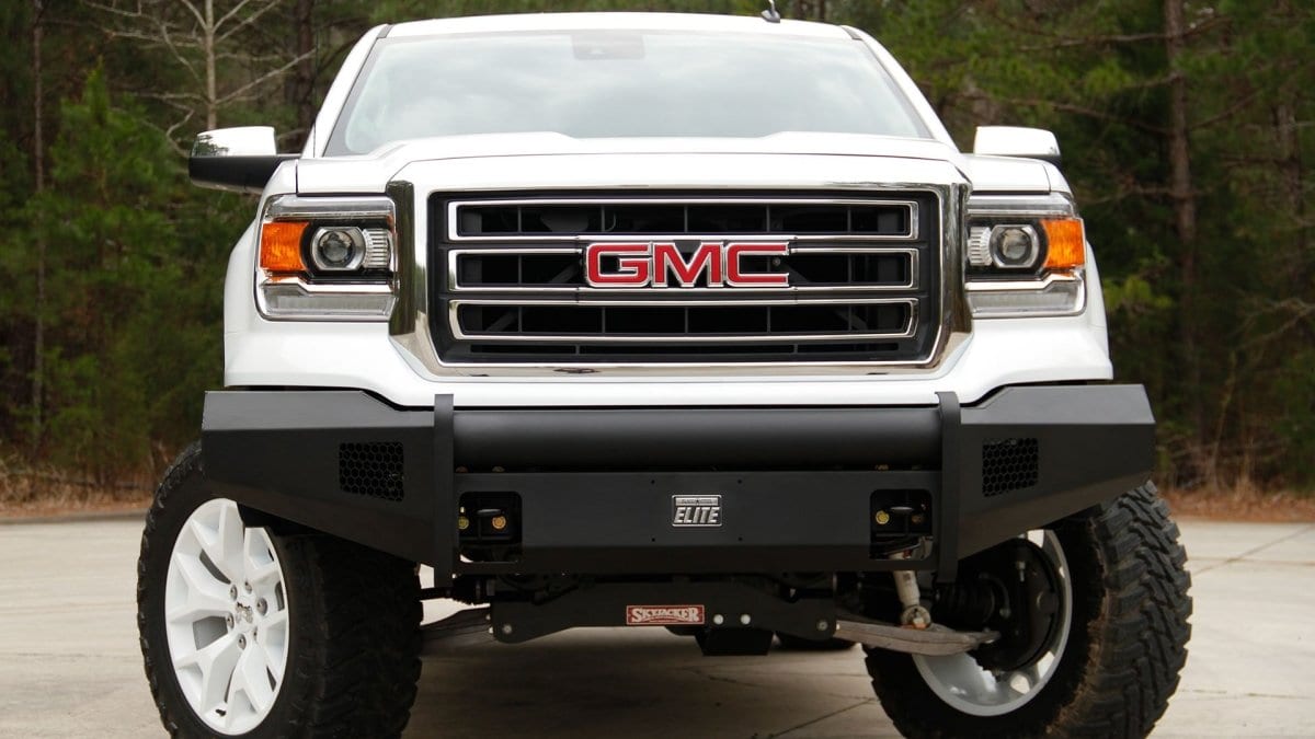 Fab Fours GS14 - R3161 - 1 GMC Sierra 1500 2014 - 2015 Black Steel Elite Front Bumper No Guard - Rugged Truck Gear