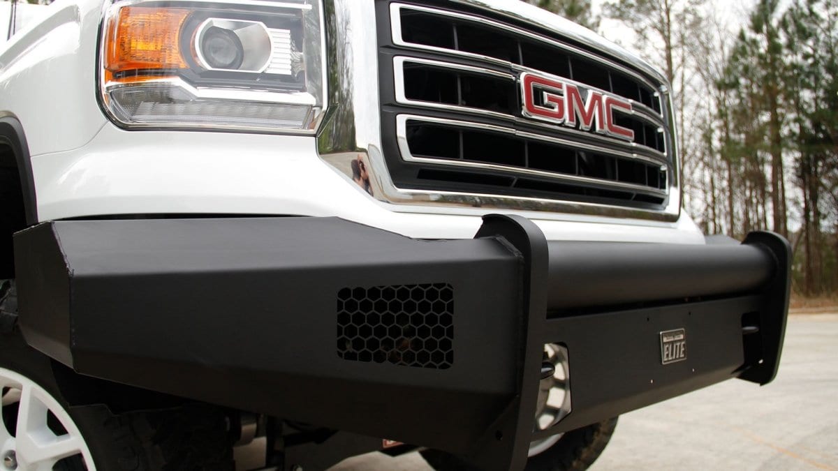 Fab Fours GS14 - R3161 - 1 GMC Sierra 1500 2014 - 2015 Black Steel Elite Front Bumper No Guard - Rugged Truck Gear