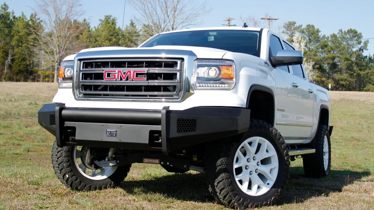 Fab Fours GS14 - R3161 - 1 GMC Sierra 1500 2014 - 2015 Black Steel Elite Front Bumper No Guard - Rugged Truck Gear
