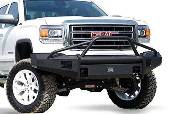 Fab Fours GS14 - R3162 - 1 GMC Sierra 1500 2014 - 2015 Black Steel Elite Front Bumper Pre - Runner Guard - Rugged Truck Gear