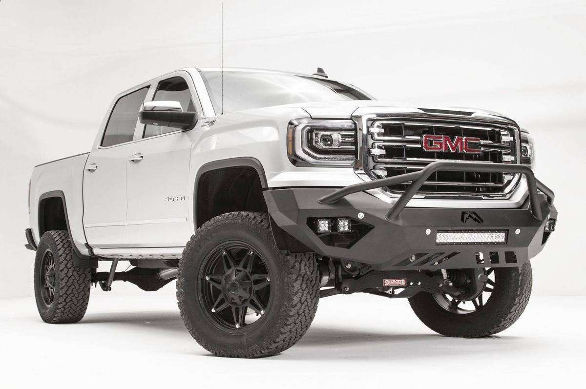 Fab Fours GS16 - D3952 - 1 GMC Sierra 1500 2016 - 2018 Vengeance Front Bumper Pre - Runner Guard Sensor - Rugged Truck Gear