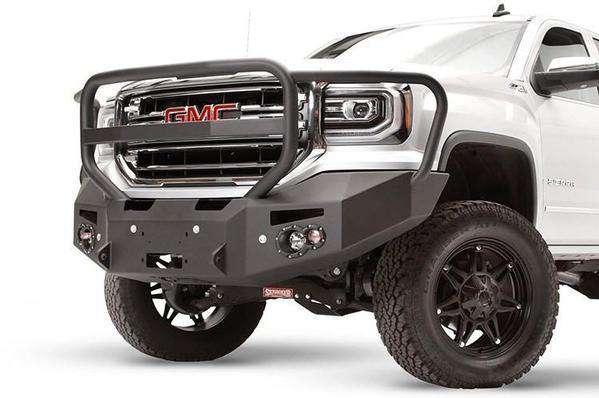 Fab Fours GS16 - F3950 - 1 GMC Sierra 1500 2016 - 2018 Premium Front Bumper Winch Ready Full Guard - Rugged Truck Gear