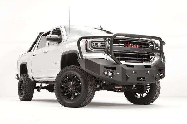 Fab Fours GS16 - F3950 - 1 GMC Sierra 1500 2016 - 2018 Premium Front Bumper Winch Ready Full Guard - Rugged Truck Gear