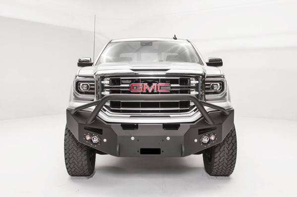 Fab Fours GS16 - F3952 - 1 GMC Sierra 1500 2016 - 2018 Premium Front Bumper Winch Ready Pre - Runner Guard - Rugged Truck Gear
