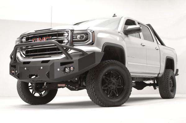 Fab Fours GS16 - F3952 - 1 GMC Sierra 1500 2016 - 2018 Premium Front Bumper Winch Ready Pre - Runner Guard - Rugged Truck Gear