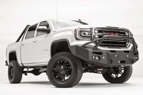 Fab Fours GS16 - F3952 - 1 GMC Sierra 1500 2016 - 2018 Premium Front Bumper Winch Ready Pre - Runner Guard - Rugged Truck Gear