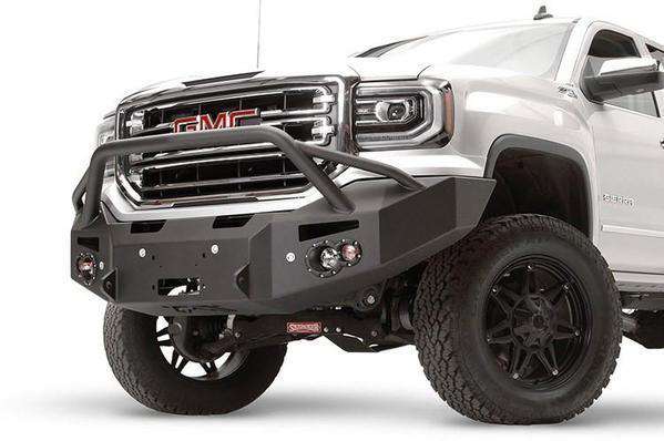 Fab Fours GS16 - F3952 - 1 GMC Sierra 1500 2016 - 2018 Premium Front Bumper Winch Ready Pre - Runner Guard - Rugged Truck Gear