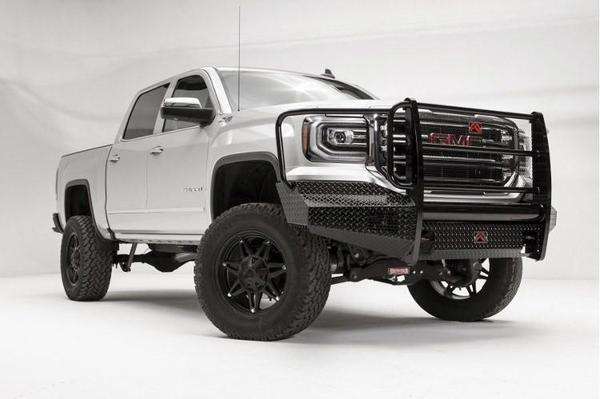 Fab Fours GS16 - K3960 - 1 GMC Sierra 1500 2016 - 2018 Black Steel Front Bumper Full Guard - Rugged Truck Gear