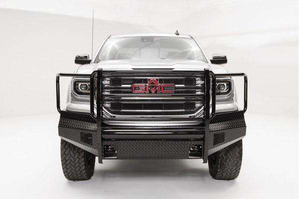 Fab Fours GS16 - K3960 - 1 GMC Sierra 1500 2016 - 2018 Black Steel Front Bumper Full Guard - Rugged Truck Gear