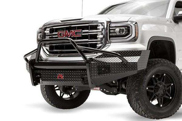 Fab Fours GS16 - K3962 - 1 GMC Sierra 1500 2016 - 2018 Black Steel Front Bumper Pre - Runner Guard - Rugged Truck Gear