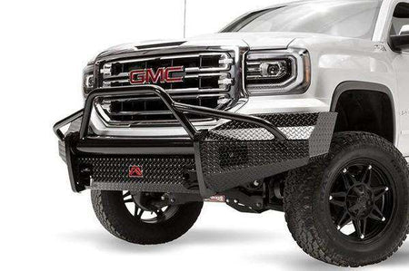 Fab Fours GS16 - K3962 - 1 GMC Sierra 1500 2016 - 2018 Black Steel Front Bumper Pre - Runner Guard - Rugged Truck Gear