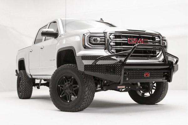 Fab Fours GS16 - K3962 - 1 GMC Sierra 1500 2016 - 2018 Black Steel Front Bumper Pre - Runner Guard - Rugged Truck Gear