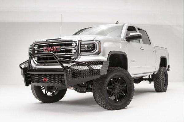 Fab Fours GS16 - K3962 - 1 GMC Sierra 1500 2016 - 2018 Black Steel Front Bumper Pre - Runner Guard - Rugged Truck Gear