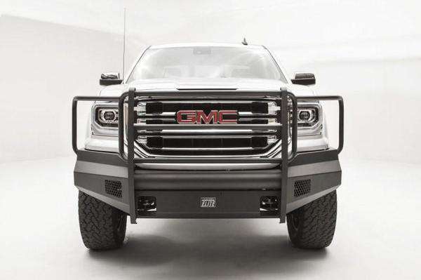 Fab Fours GS16 - R3960 - 1 GMC Sierra 1500 2016 - 2018 Black Steel Elite Front Bumper Full Guard - Rugged Truck Gear