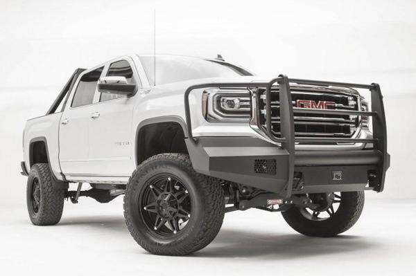 Fab Fours GS16 - R3960 - 1 GMC Sierra 1500 2016 - 2018 Black Steel Elite Front Bumper Full Guard - Rugged Truck Gear